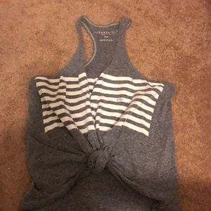 Grey and white striped tank top